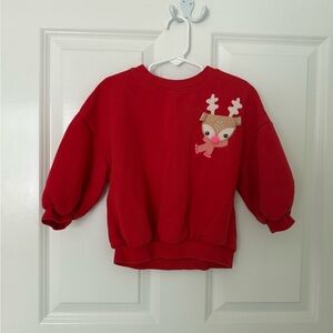 Next Kids Red Sweatshirt with Reindeer Design